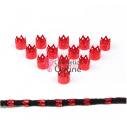 Inele din metal pentru codite afro RNG26 Rosii, Set 10 bucati